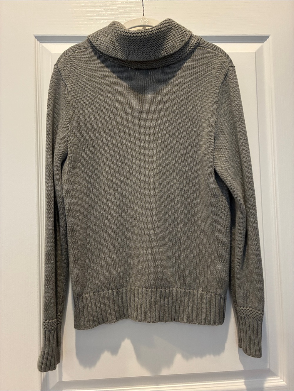 Ralph Lauren Gray Shawl-Collar V-Neck Sweater with Pony Logo - Picture 4 of 5